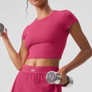 ALO Yoga Finesse Crop Tee- Pink Summer Crush!